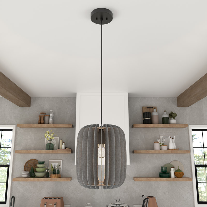 Luminaire suspendu en forme de lanterne à 1 lumière, Noir mat