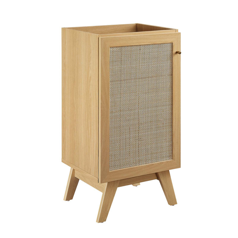 Soma Oak Single Bathroom Vanity with Rattan Door