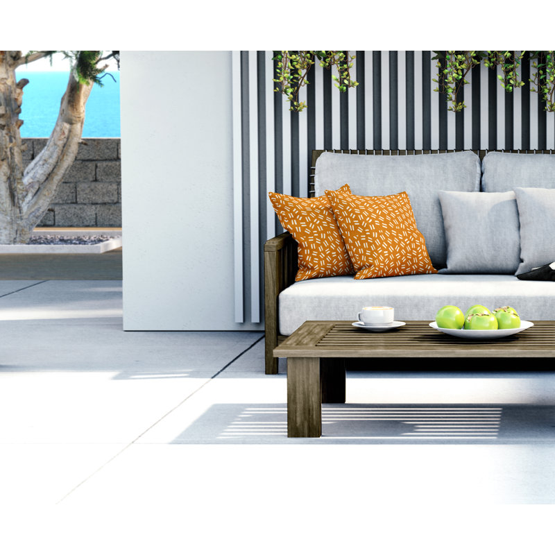 Jeté carré intérieur / extérieur en polyester Ikom, L 15 po x H 15 po, Orange