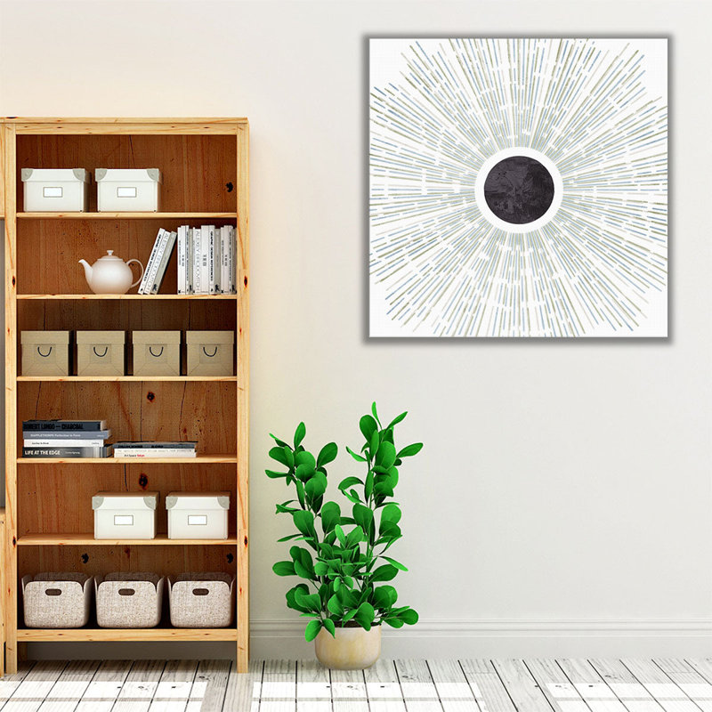 Sun Burst Black and White - reproduction d'art sur toile, H 30 po x l 30 po