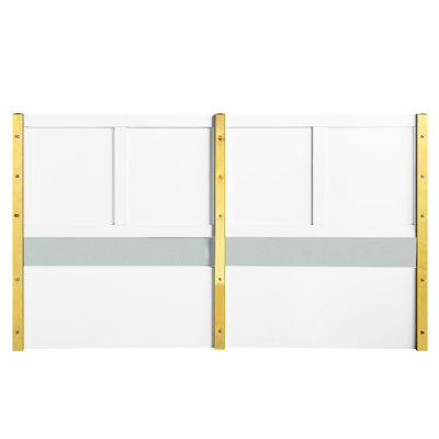 Lit Ek en métal blanc ultrabrillant - sans sommier, entièrement en k, motif à vagues, 39 lattes incluses, 4 pieds de support, capacité de 660 lb avec le ressort nécessaire, conception, lattes, charge
