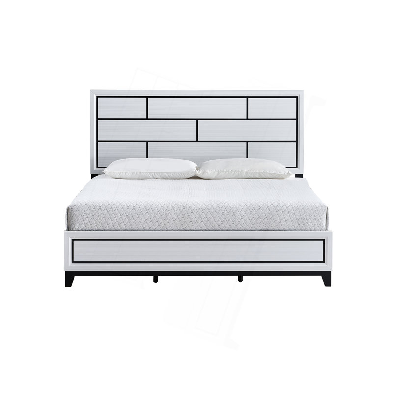 Lit Glasgow (matelas non inclus), Blanc, Très grand lit
