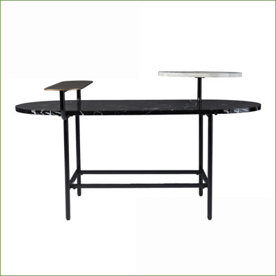 Table basse Arcklid en faux marbre pour le salon, rangement élégant Plateau ovale spacieux