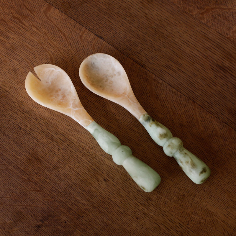 Resin Salad Servers, Jade