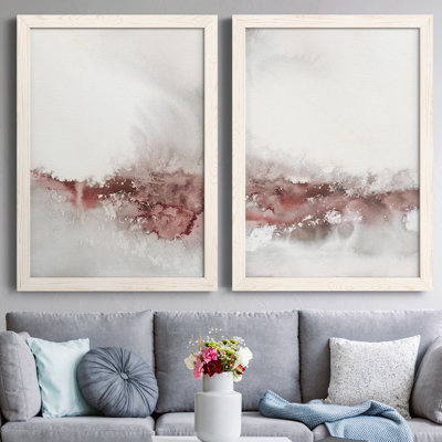 Soft Waves I - ensemble de 2 peintures sur toile encadrées