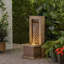 Fontaine de sol artisanale de 35,25 po de hauteur, rÃ©sistante aux intempÃ©ries, avec Ã©clairage, brun clair