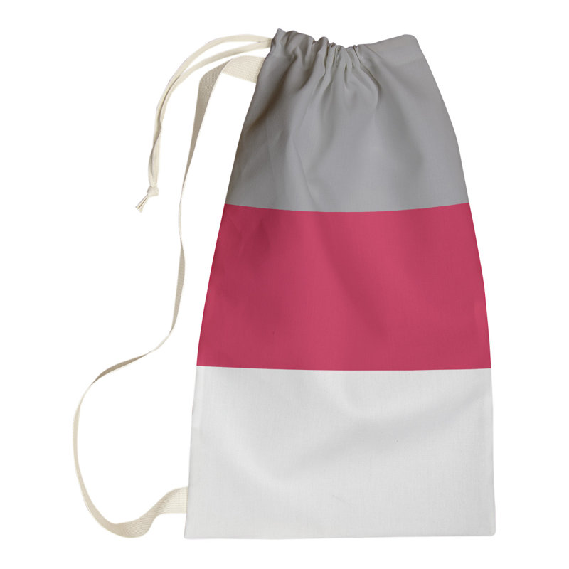 Toronto Fabric Laundry Bag with Handles, Small ( 29" x 18" x 1.5"), Silver/Red/White