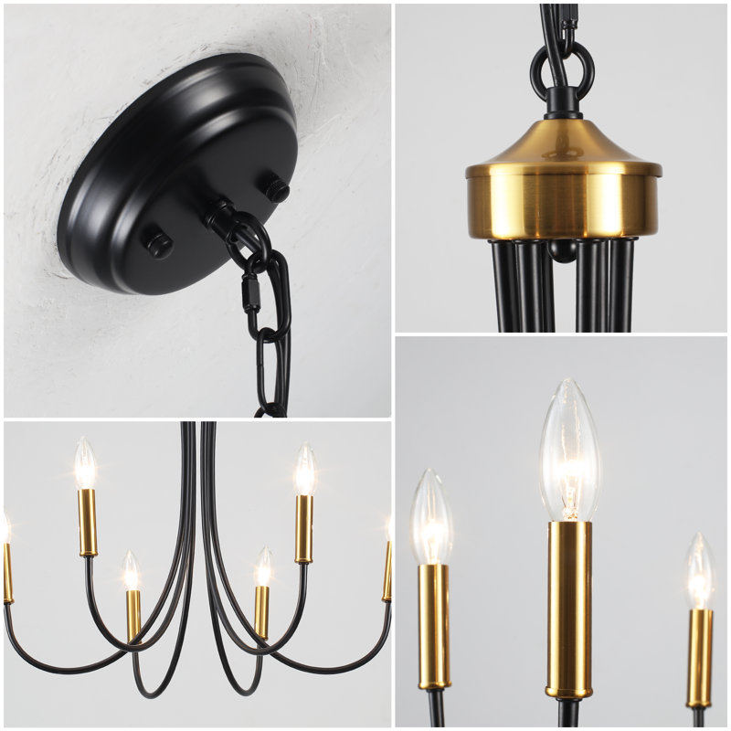 Burstyn 6 - Light Dimmable Candle Style Classic / Traditional Empire Modern Farmhouse Chandelier for Living Room kitchen Island Foyer