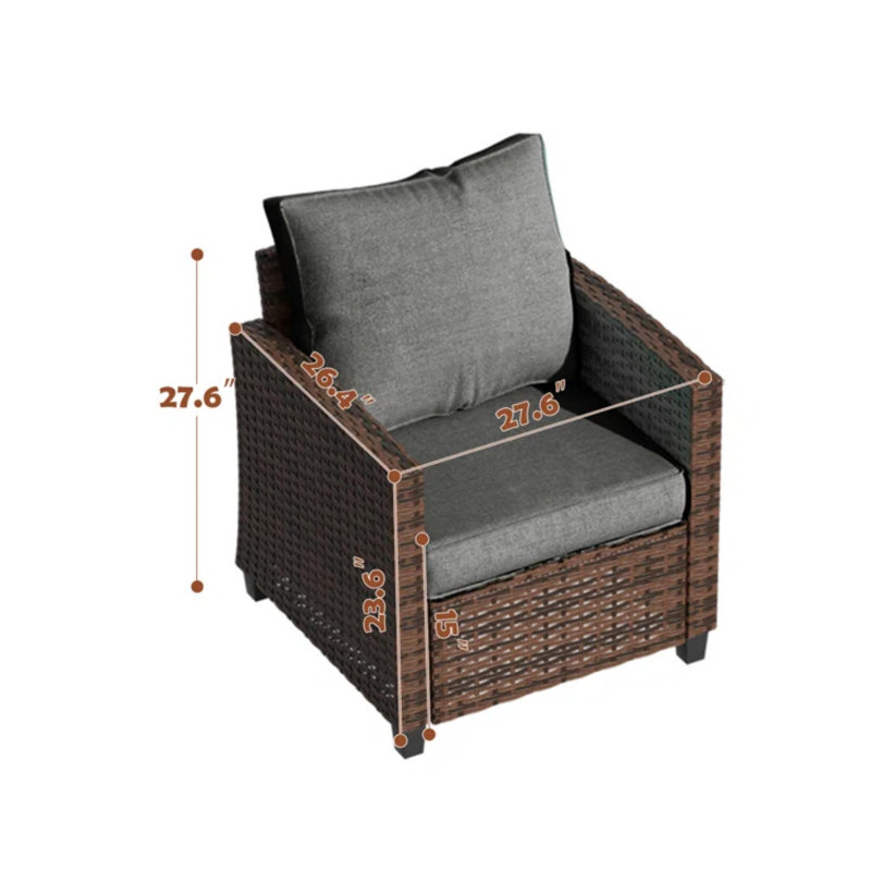 Patio Single Chair With Cushion(Set Of 2), Gray