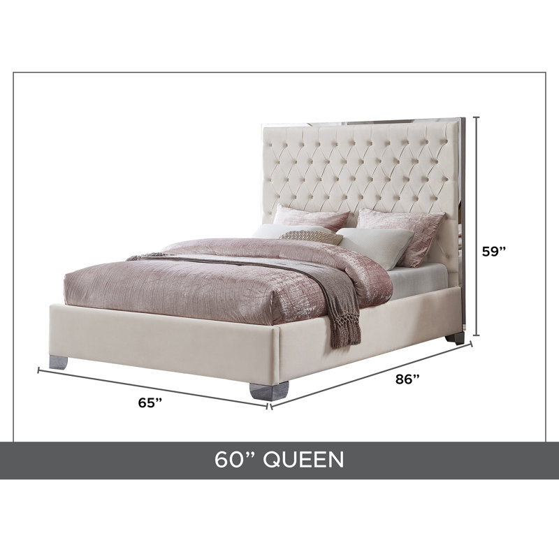 Lit plateforme tapissier Jeslene Kolab, Grand, Blanc cassé