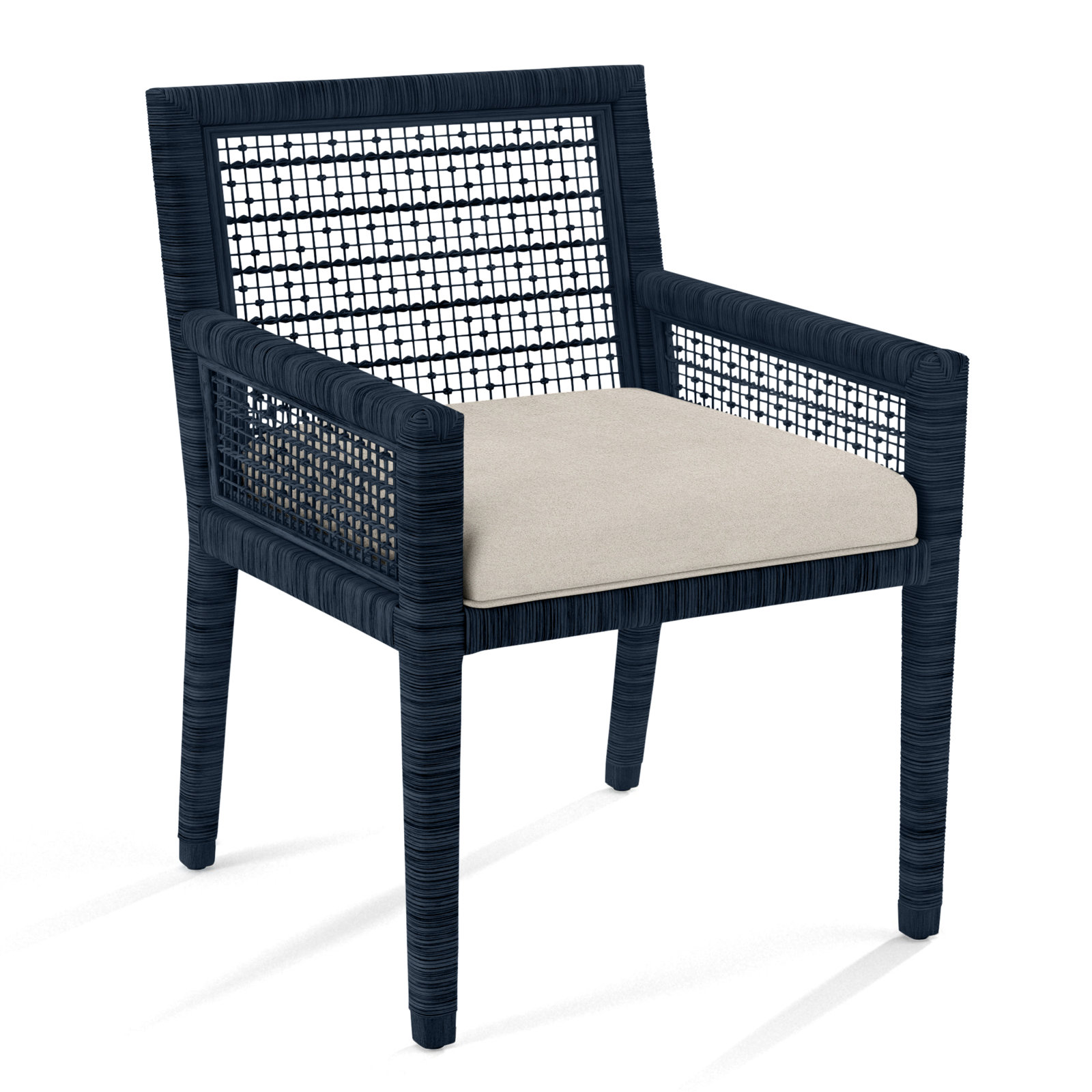 Glinda Dining Armchair, Elite Dove Linen, Navy