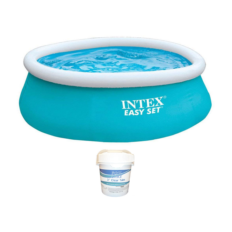 Steel Round Inflatable Pool 21.6'' H x 72'' W x 72'' L , with Pump Included