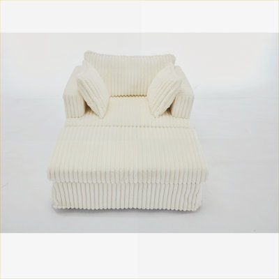 Soft Beige Oversized Chaise Lounge xpiyaer Living Room Seating Corduroy 47.8 Inch With Movable Ottoman