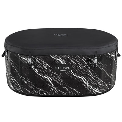 SaluSpa: Glacial Dip - Cold Plunge Inflatable Tub - 60x36x28", Black Marble, Ice Bath, FortiFiber