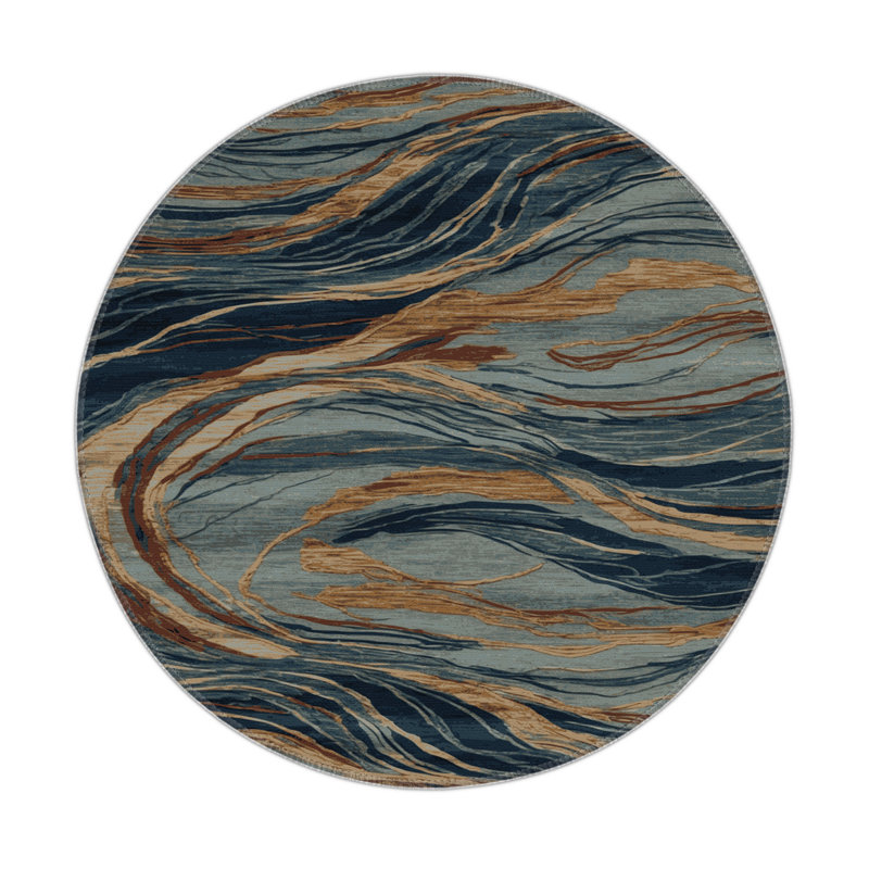 Tapis d'intérieur et d'extérieur gris Persian, Rond 5 pi