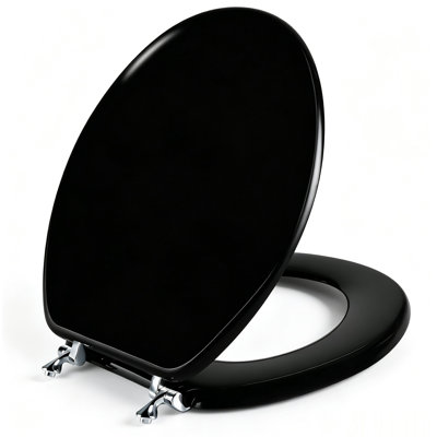 Wood Toilet Seat with Zinc Alloy Hinges, Easy‑Install Heavy Duty Toilet Seat