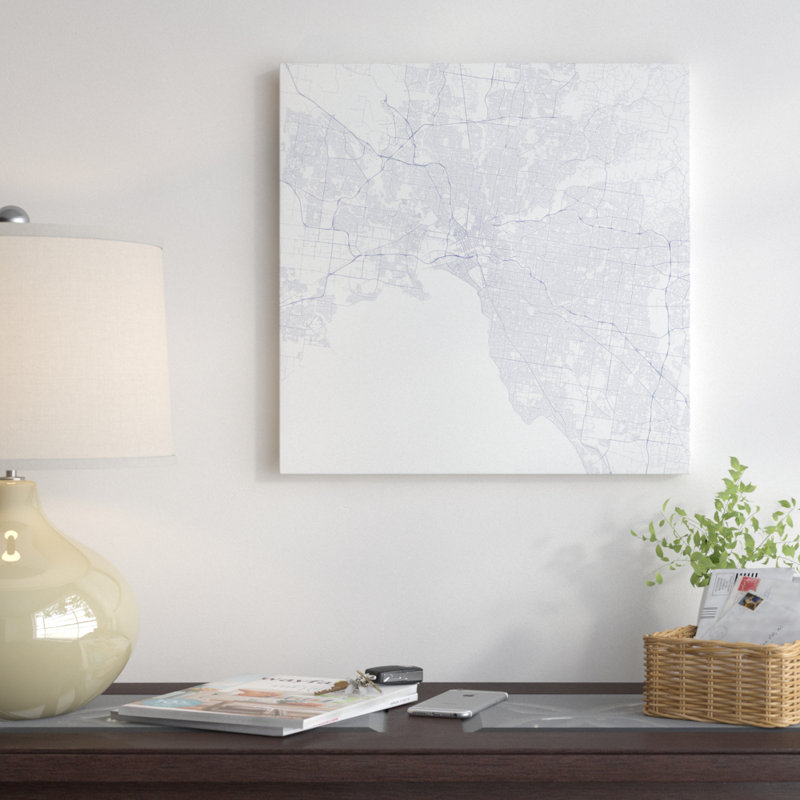 « melbourne chaussée », impression sur toile tendue, H 26 po x l 26 po x P 1,5 po, Toile tendue, Pas de tapis