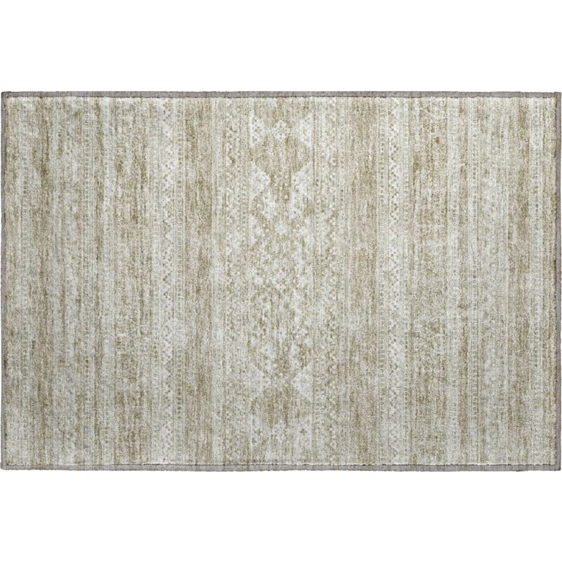 Premium Machine Washable Prisco Khaki Rug, Rectangle 1'8" x 2'6"