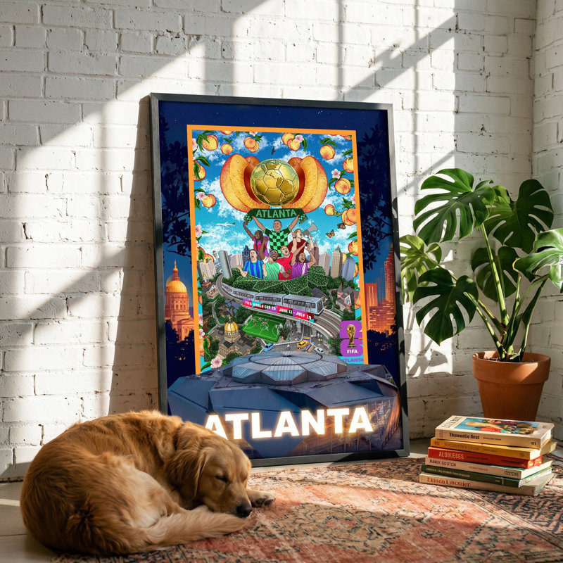 Affiche de la ville hôte de la Coupe du Monde de la Fifa 2026 de la Fifa - cadre encadré - verre véritable - tapis surélevé - 19,5 x 28