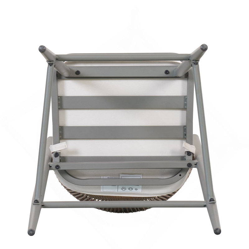 Tabouret de patio Eisen, Coussin beige / structure en fer gris mat, Tabouret de comptoir (siège d'une hauteur de 26 p, 2
