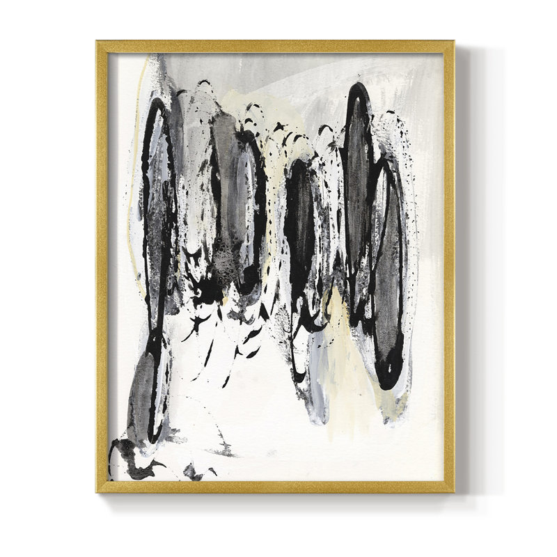 Gray Scribbles I, reproduction encadrée - bois massif, H 14 po x l 11 po, Or