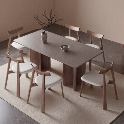 French Vintage Solid Wood & Slate Dining Table