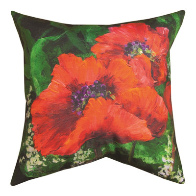 Coussin Bright Poppies 18 po x 18 po