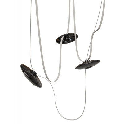 Luminaire suspendu en verre ivoire / fumé à 3 lumières Fremont ceinture l 275 po