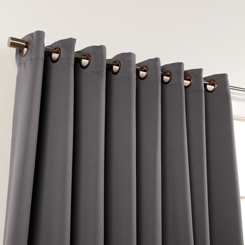 Scarsdale Solid Blackout Thermal Grommet Single Curtain Panel, 100" W x 84" L, Gray