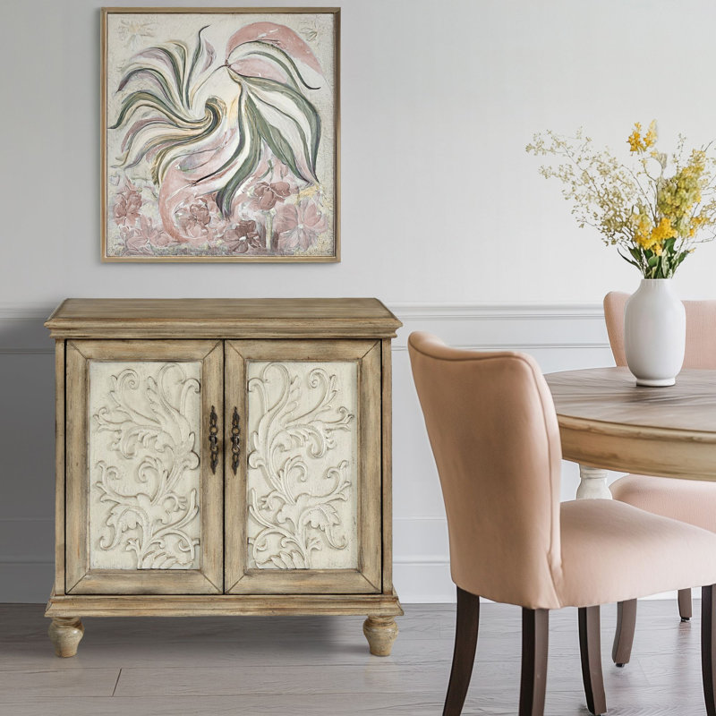 Lummus 2-Door Carved Wood Storage Cabinet, Reclaimed Natural