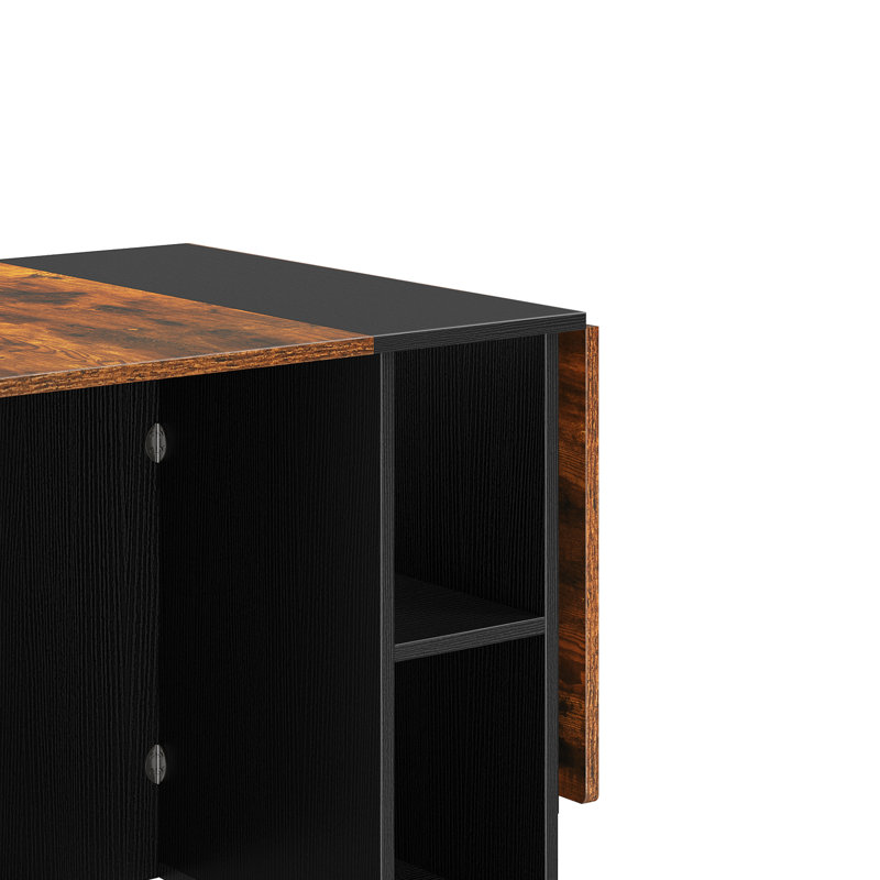 Ensemble de table de salle à manger pliable portable L 55,10 po x l 31,69 po Lunna, Brun rustique, Noir, noir, noir, noir