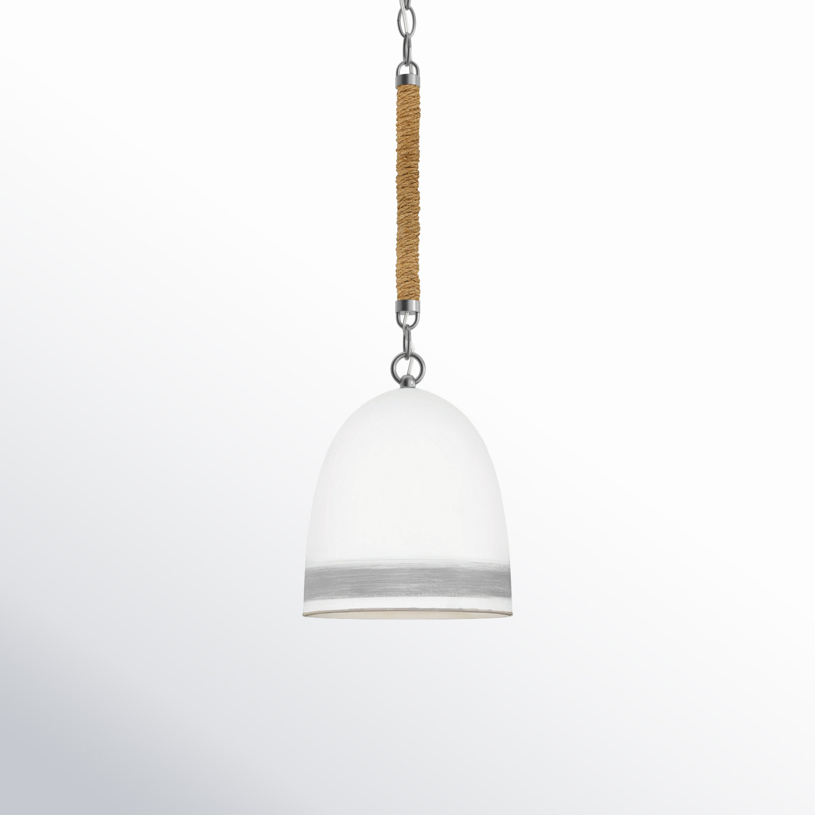 Karissa Dimmable Single Light Pendant, Antique Nickel, White/Gray Stripe