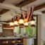 Lustre 6 lumières en bois Farmhouse