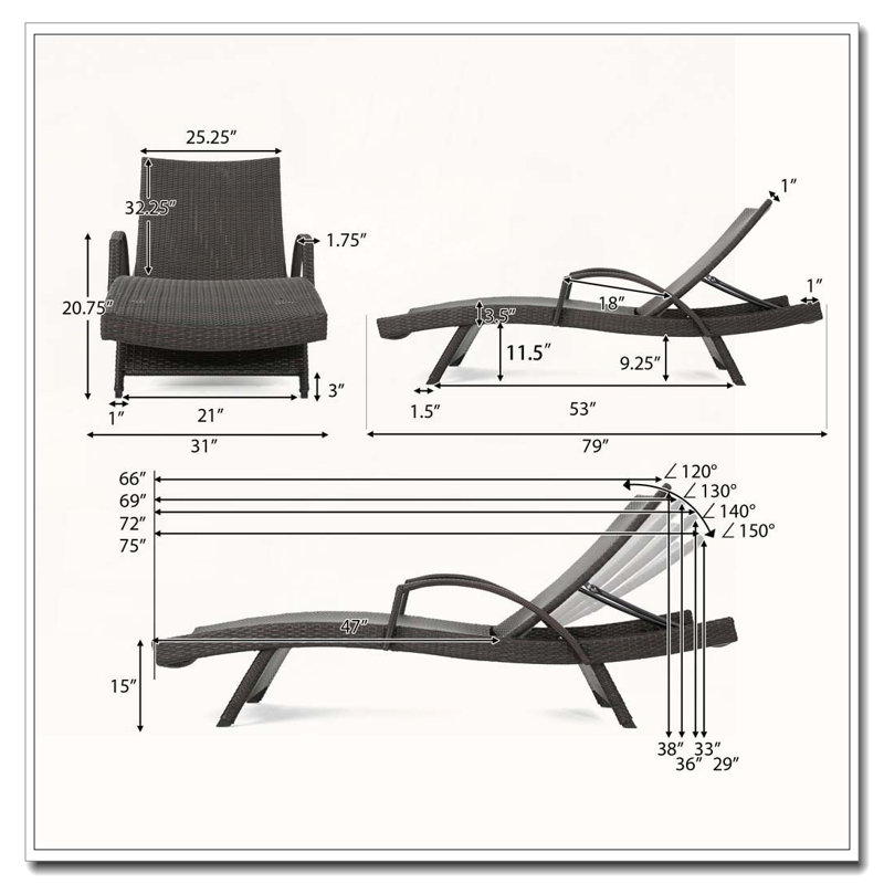 PE WICKER CHAISE LOUNGE, 2
