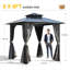 Grill Gazebo for BBQ, Slate Grey Hardtop, 8 x 8 FT Aluminum Frame with UV-Blocking Polycarbonate Roof