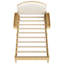 Structure de lit simple tapissier avec tête de lit courbée et rembourrée, pieds arqués et tablettes de rangement latérales, sans sommier, naturel