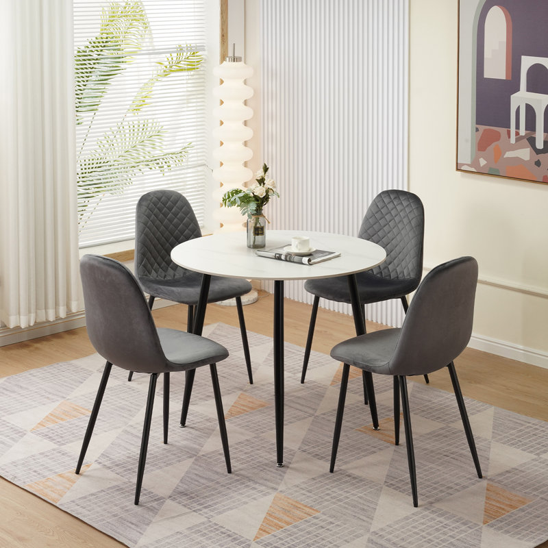 Grey Velvet Dining Chairs Upholstered seat, 4