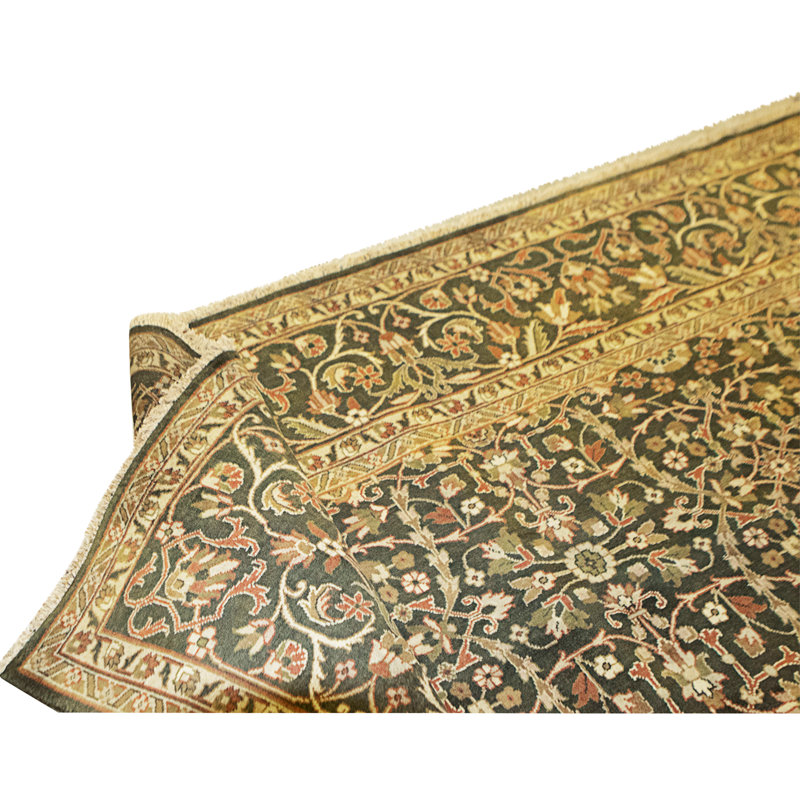 Tapis noir et noir noué à la main de haute qualité