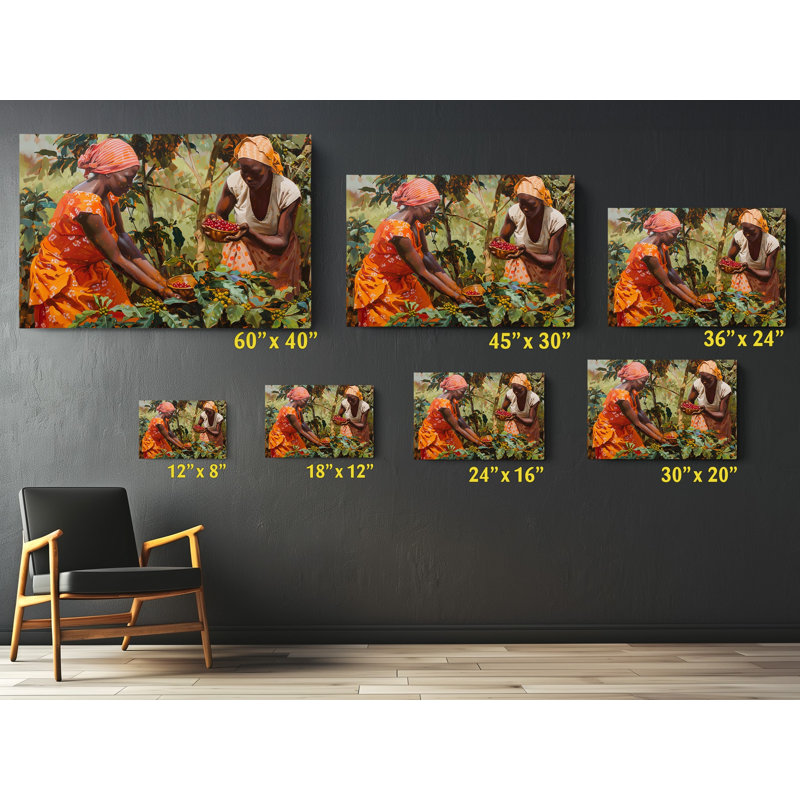 Peinture à l'huile sur toile de femmes kenyanes, H 30 po x l 45 po