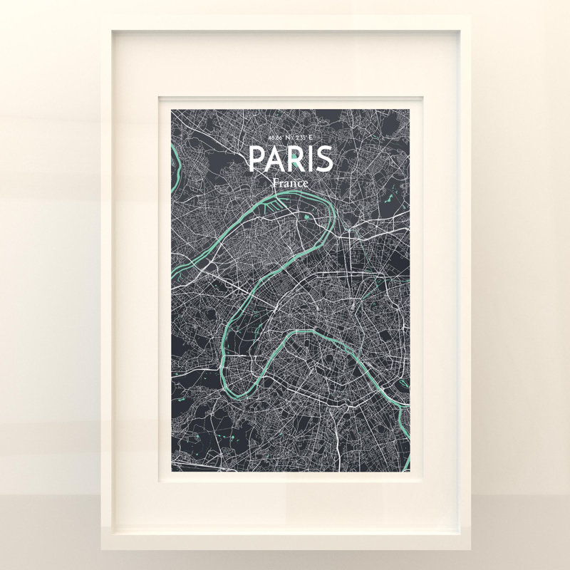 Paris City Map In Dream - No Frame Print, 27.6cm H x 19.7cm W x 0.05cm D