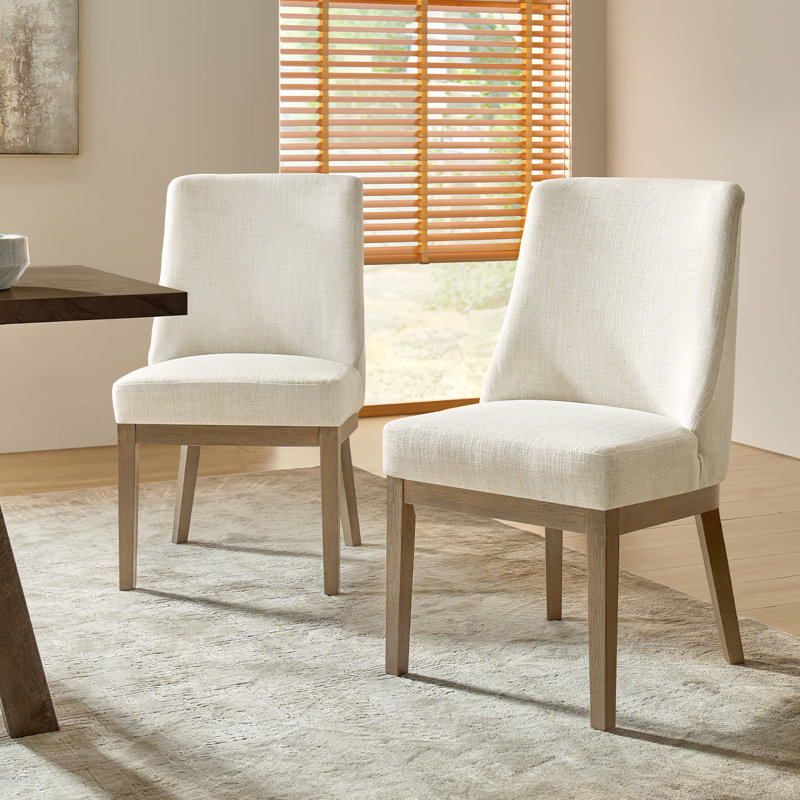 Chaise de salle à manger en bois massif Hedda de l 21,2 po (ensemble de 2), Ivoire ivoire