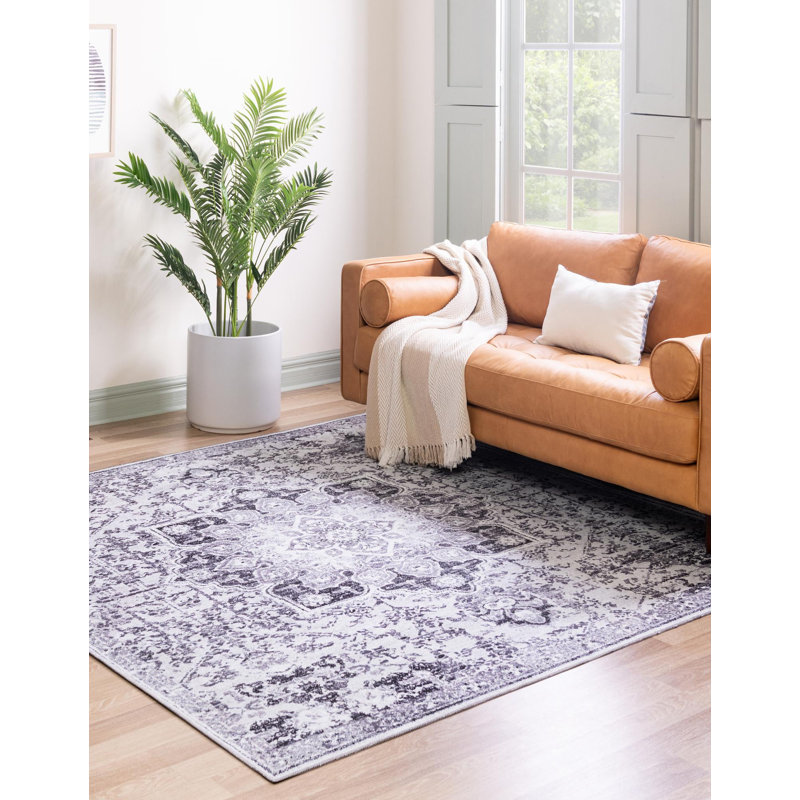 Tapis oriental gris Braegger, Carré 7 pi 3 po x 7 pi 3 po