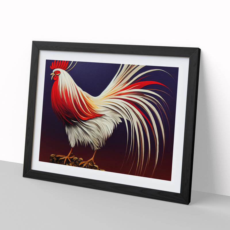 Bright Rooster - Single Picture Frame Print, 46cm H x 64cm W x 2cm D, Black Framed
