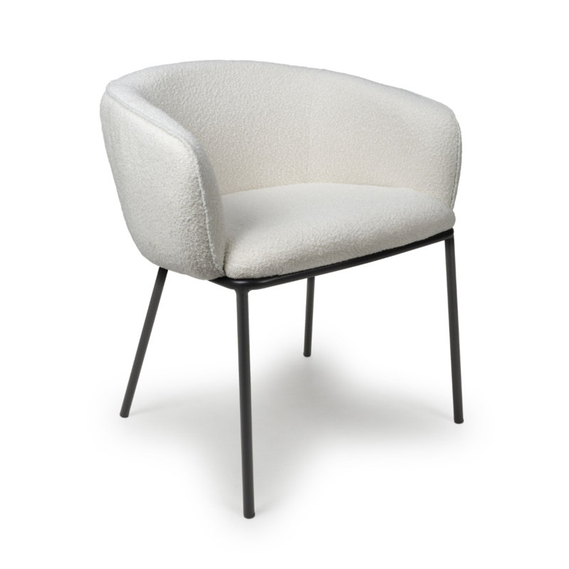 Lola Boucle Dining Chair, White