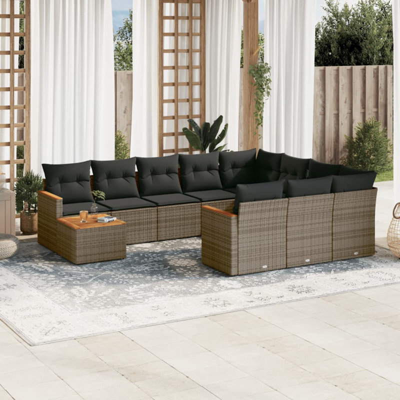Vidaxl Garden Sofa Set Grey, Dark Grey