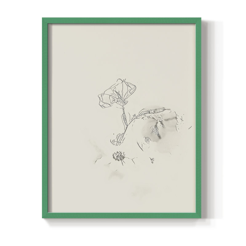 Croquis rétro LXII, reproduction encadrée - bois massif, H 15 po x l 12 po, Vert