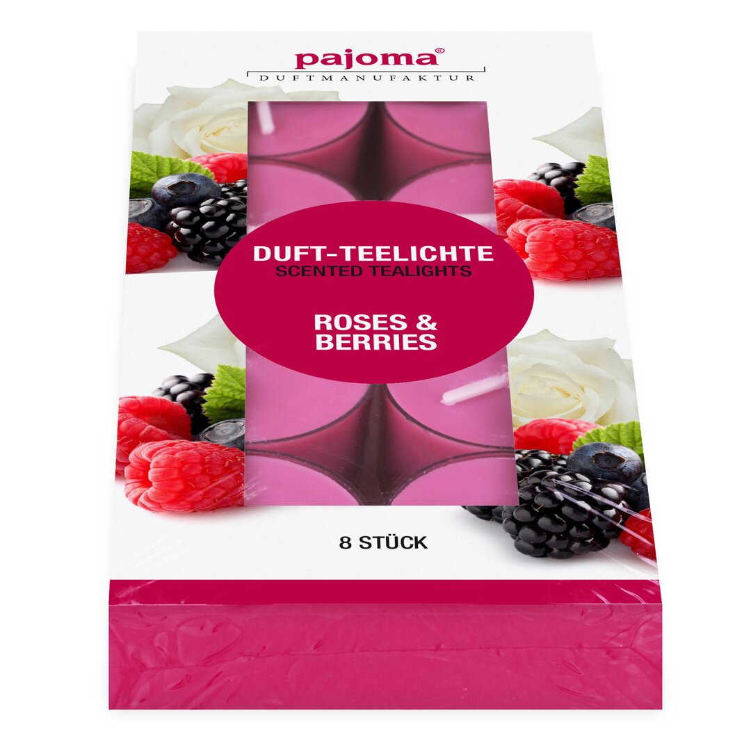 8 Stück Rosen und Beeren duftende Teelicht Kerze Set