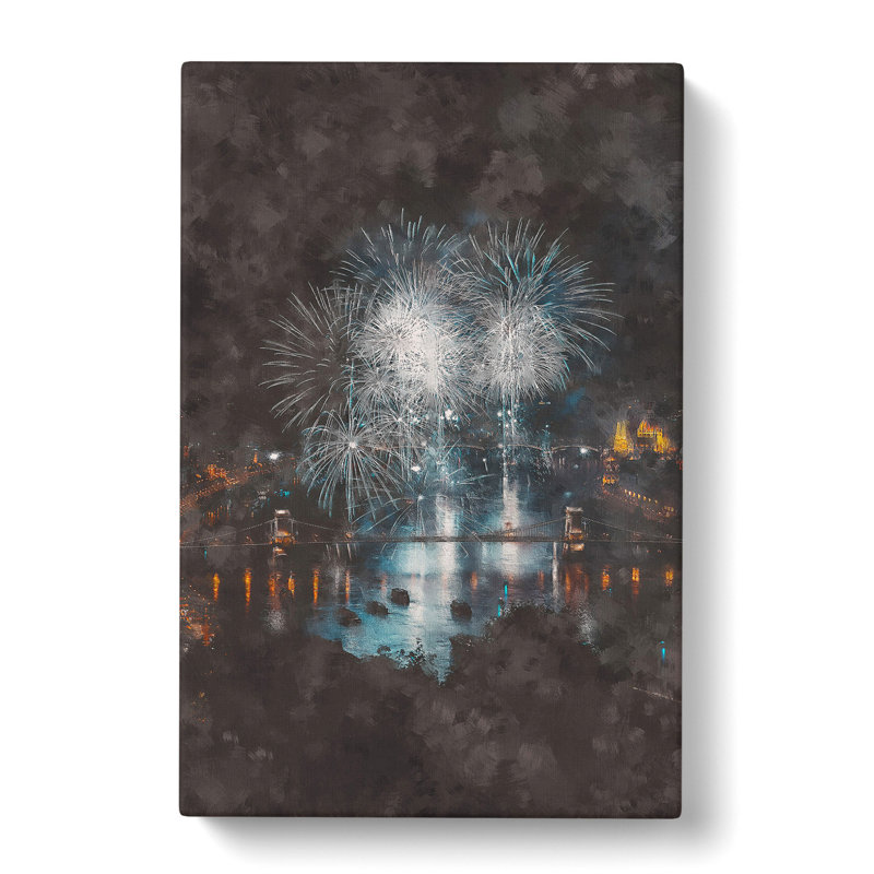 Fireworks Over Budapest In Hungary - Wrapped Canvas, 50cm H x 35cm W x 3cm D