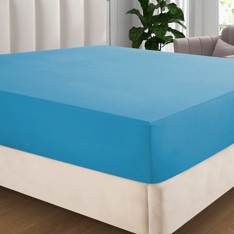 Extra Deep Pocket Microfiber Solid Fitted Sheet, King, Sky Blue