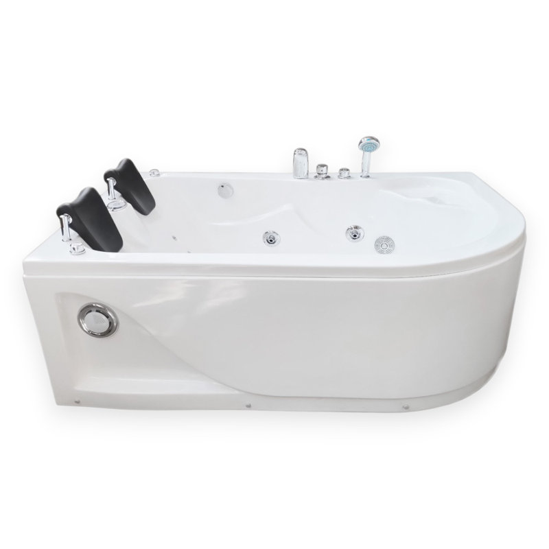 Baignoire tourbillon d'angle blanche pour 2 personnes avec chauffe-eau et 15 jets HAVana 67 "x 45"